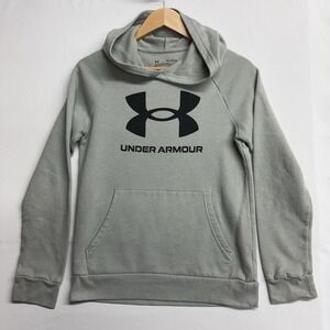Under Armour Size Youth Large YLG Gray Logo Hoodie Pullover Sweatshirt